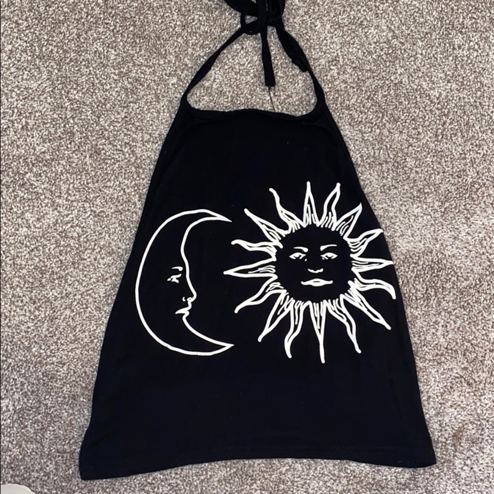 Blackness Sun & Moon High Neck Tie Crop Top